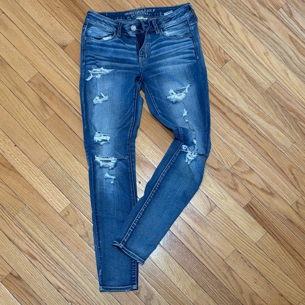 American Eagle Outfitters Ripped Blue Skinny Jeans
